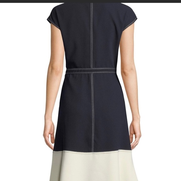 JOIE Mahesa Wrap Dress Midi Midnight Navy and White Size Small - Picture 4 of 8